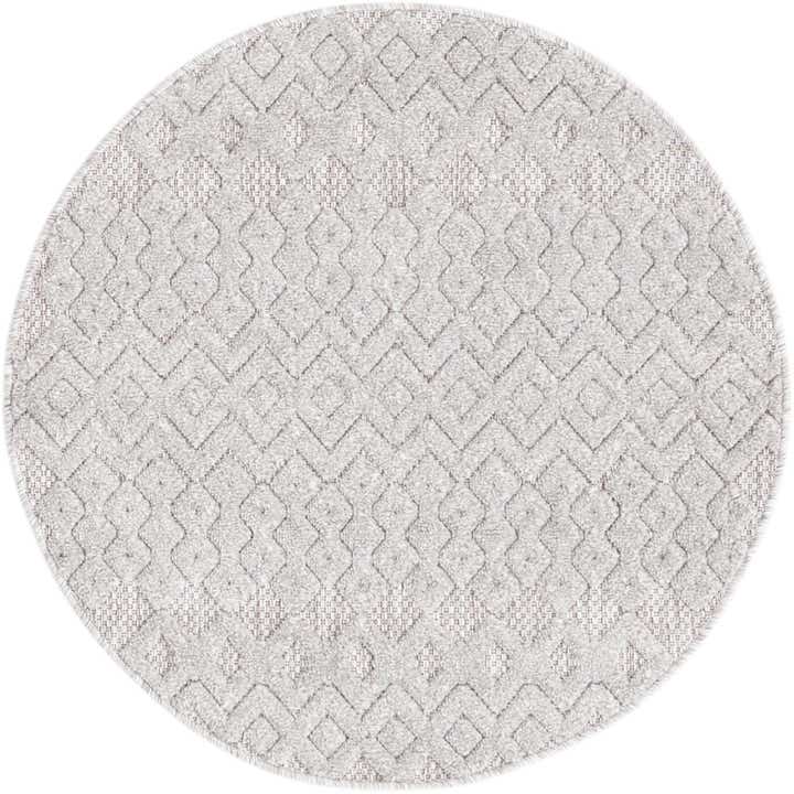3' x 3' Easy-Clean Trellis Textured Indoor / Outdoor Round Rug