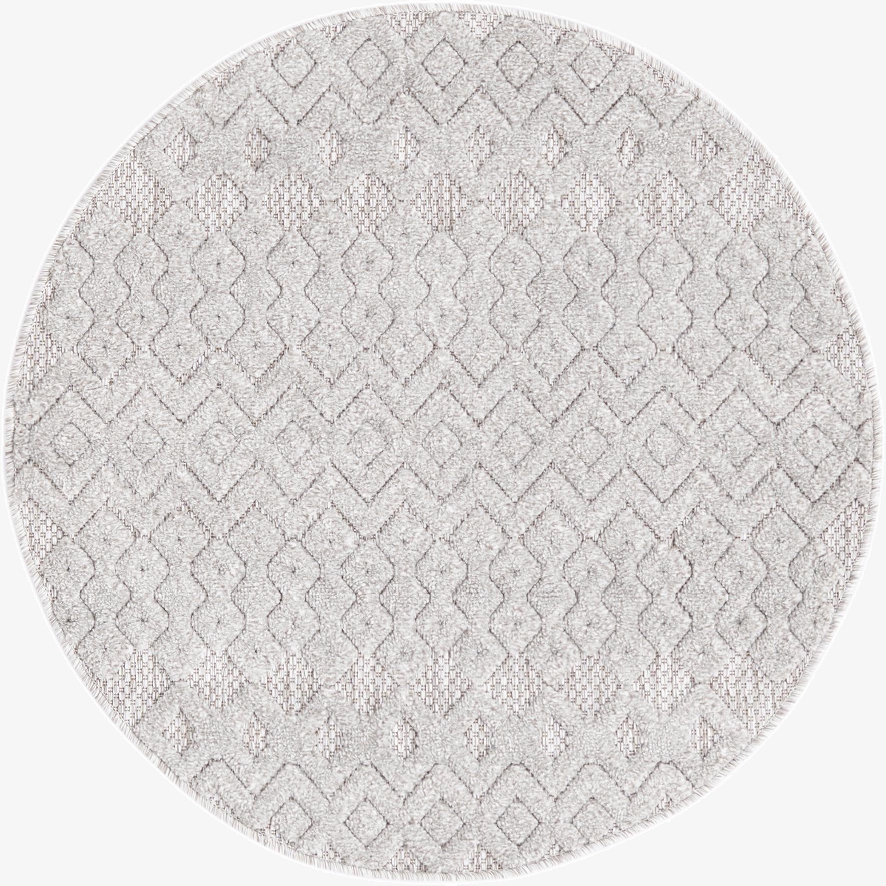 3' x 3'  Washable Trellis Textured Indoor / Outdoor Round Rug