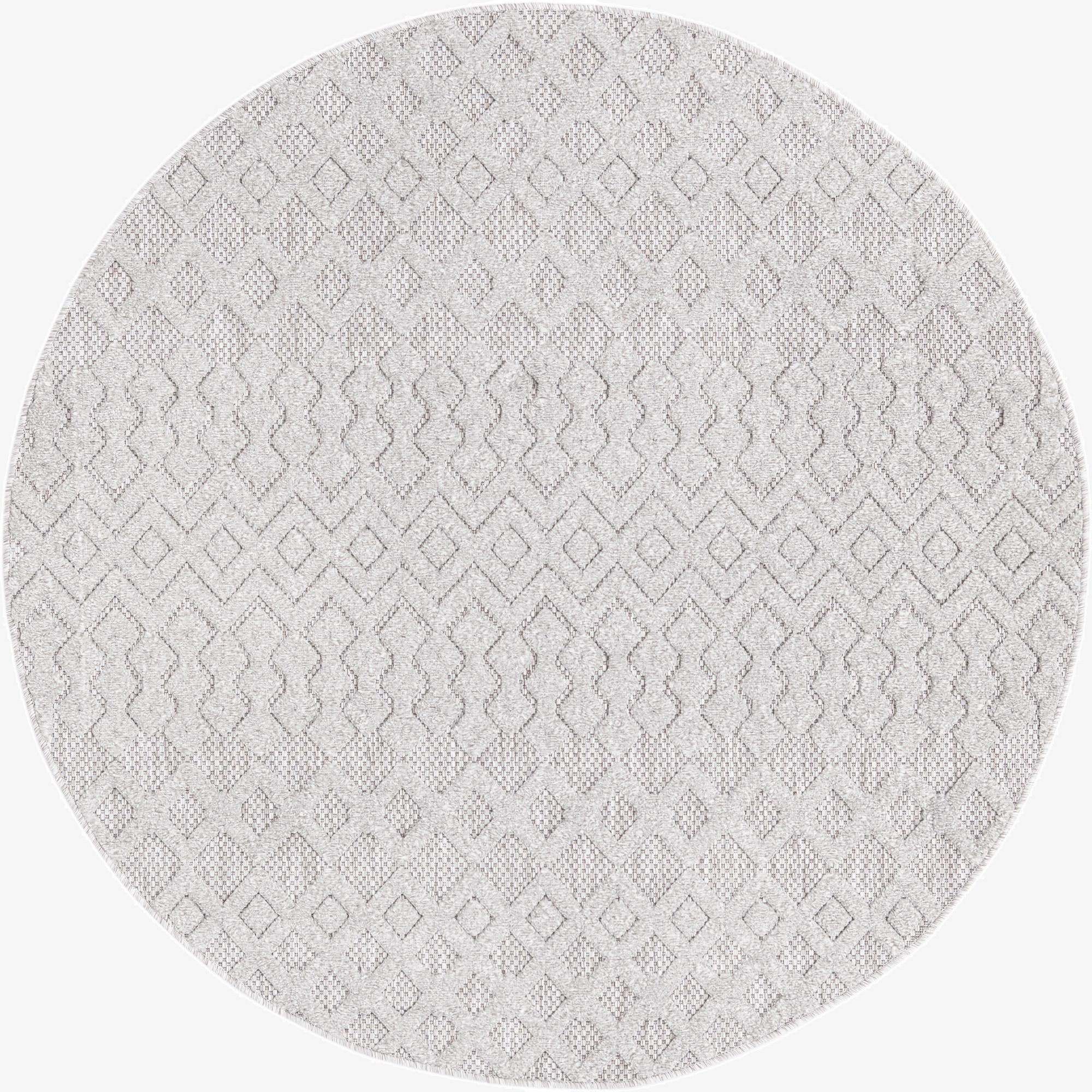 Primary image 5' 3 x 5' 3  Washable Trellis Textured Indoor / Outdoor Round Rug