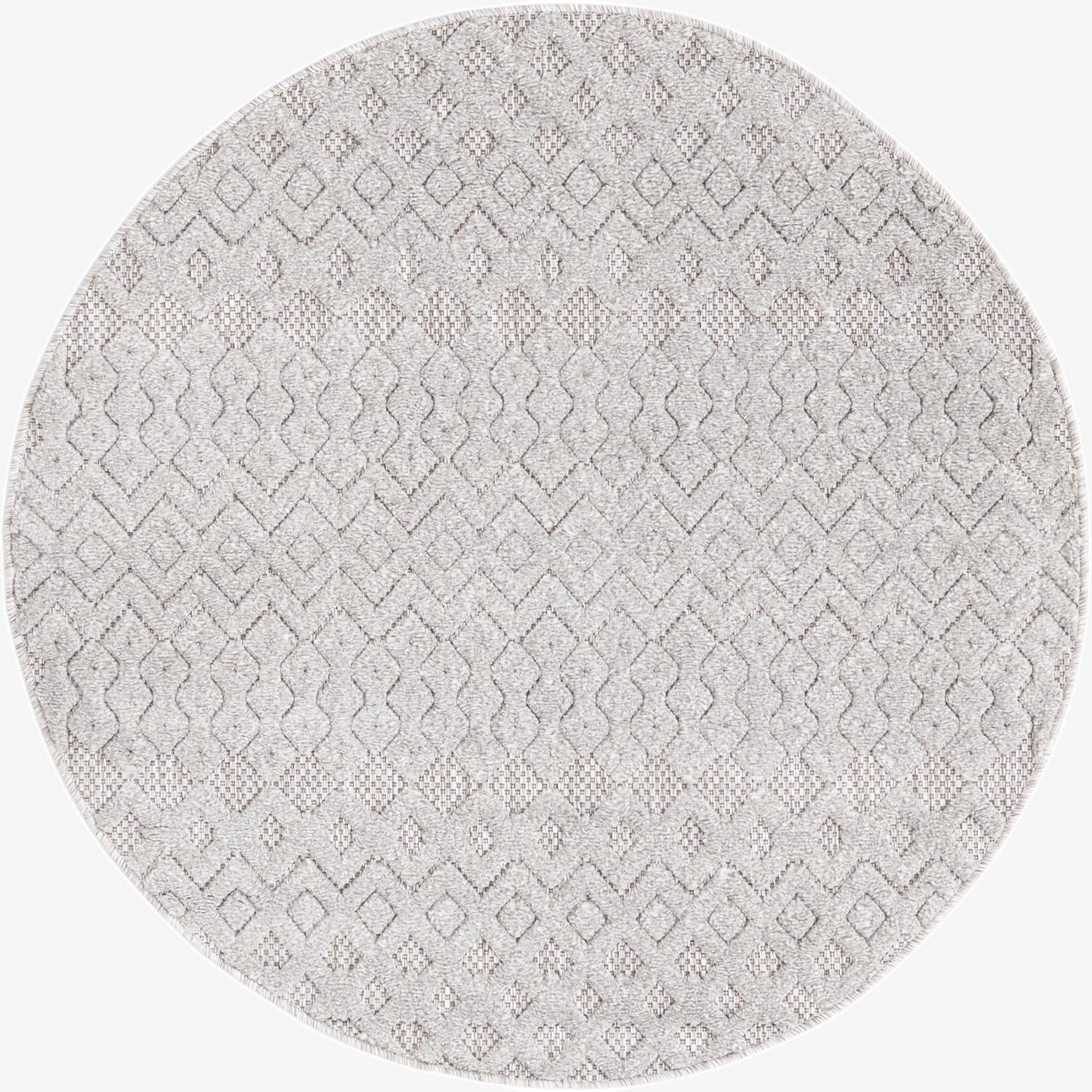 Primary image 4' x 4'  Washable Trellis Textured Indoor / Outdoor Round Rug