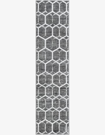 Grey Lattice Trellis Runner Rug