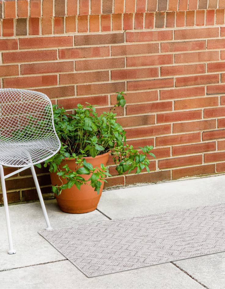 Detail image of 2' x 6'  Washable Trellis Textured Indoor / Outdoor Runner Rug