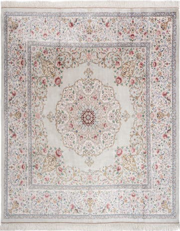 8' 2 x 8' 2 Ghom Design Square Rug