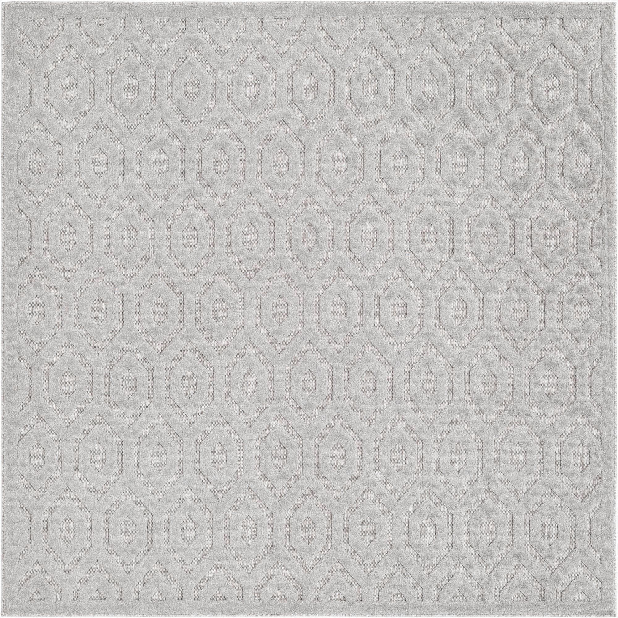 7' 10 x 7' 10  Washable Trellis Textured Indoor / Outdoor Square Rug