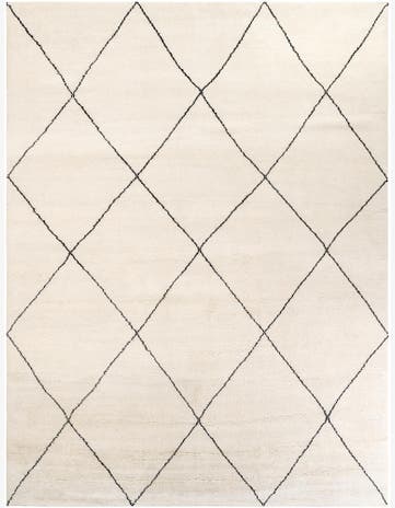 10' x 14' 1 Hailey · Diamond trellis Wool Rug, ivory and black