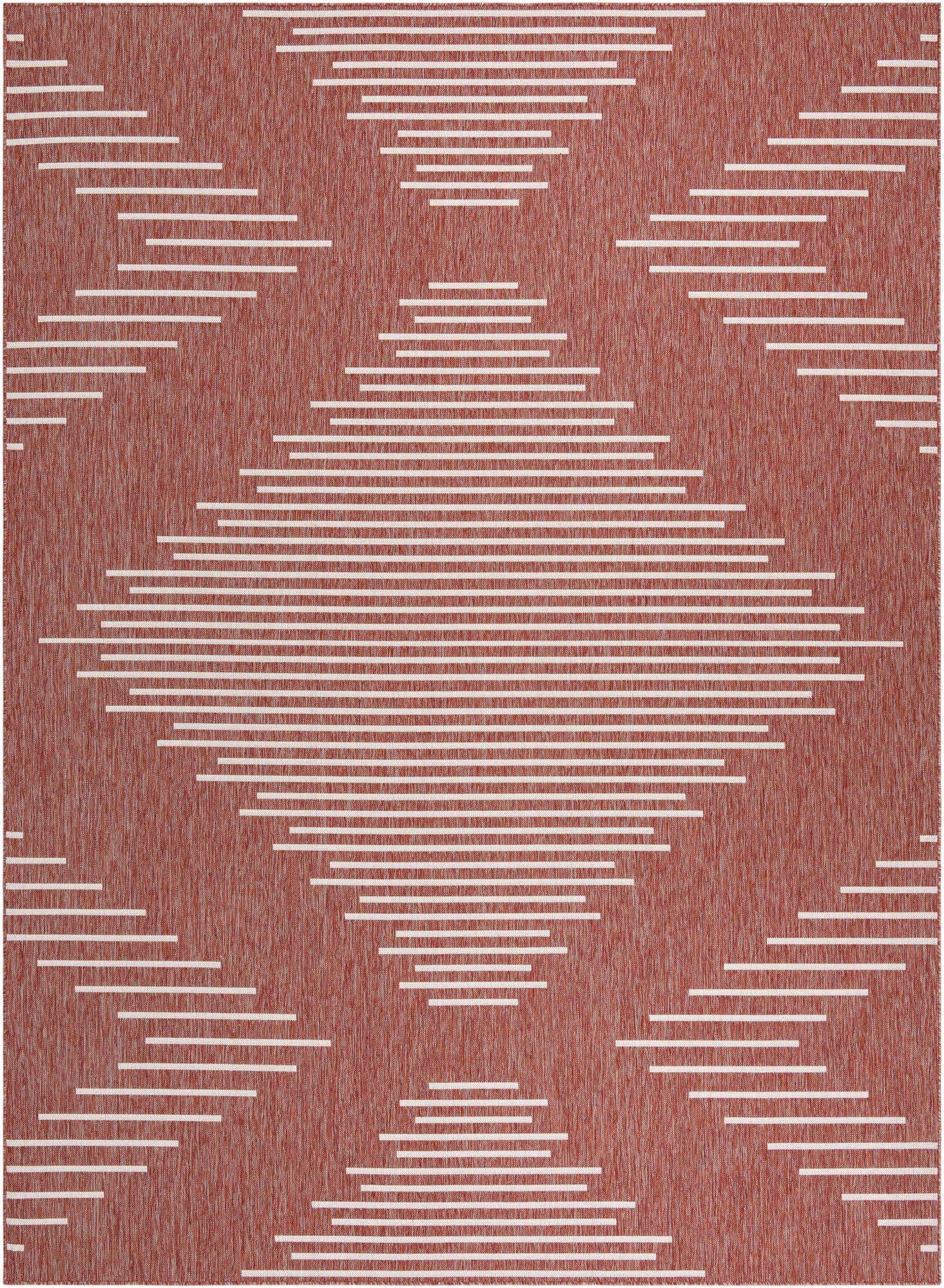10' x 13' Harlow · Diamond Outdoor Rug, rust red