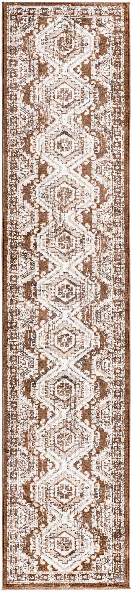 2' x 10' Harmon · Tribal medallion rug, brown and ivory