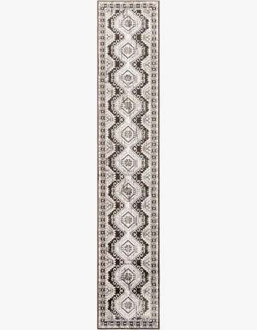 3' x 16' 5 Harmon · Geometric medallion rug, gray and ivory