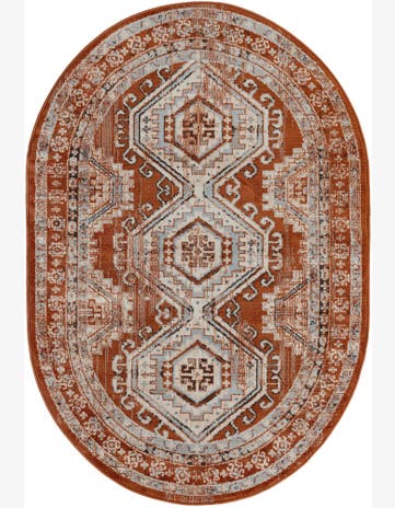 4' x 6' Harmon · Border rug, terracota red