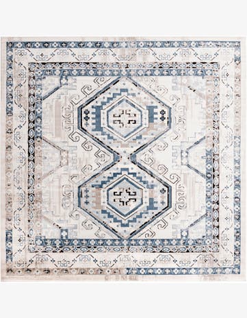 7' 10 x 7' 10 Harmon · Border rug, gray blue