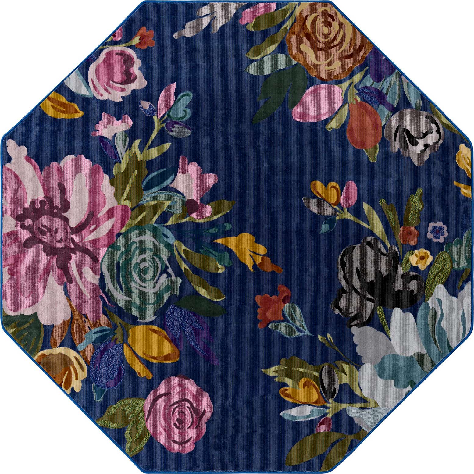 6' x 6' Hastings · Floral rug, blue and multicolor