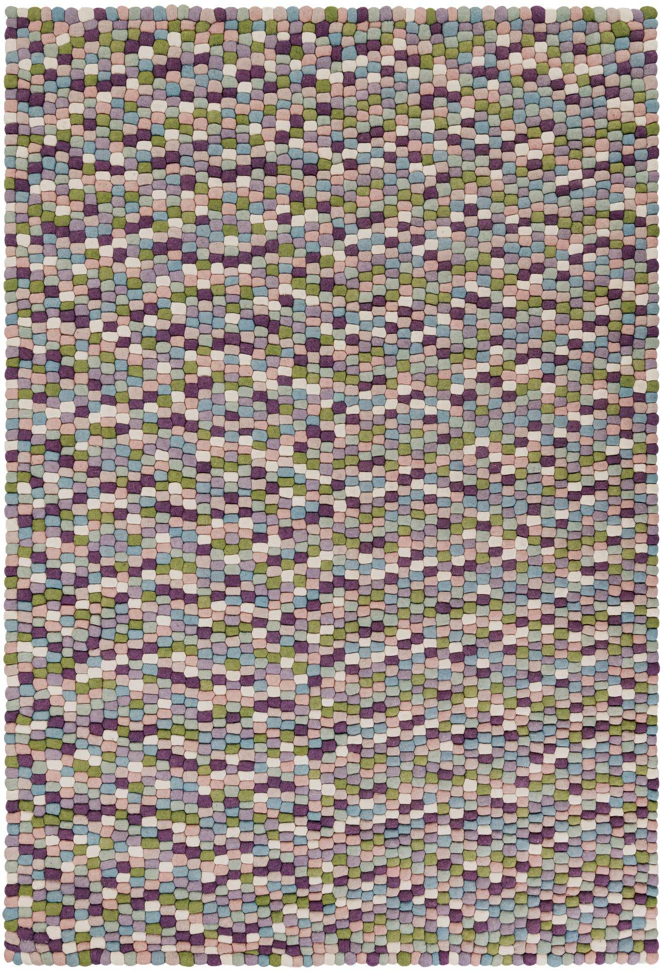 6' 1 x 9' Hawthorne · Pebbled Wool Rug, purple and pink