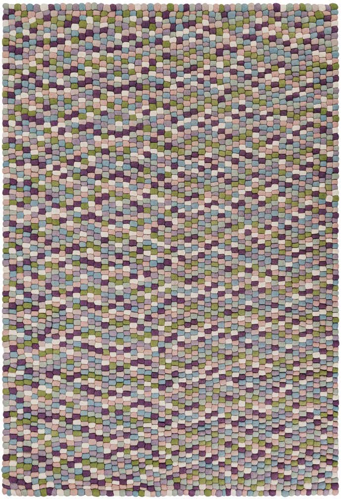 6' 1 x 9' Hawthorne · Pebbled Wool Rug, purple and pink