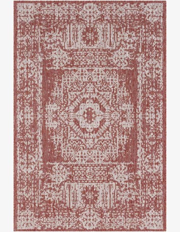 4' x 6' Hayden · Border Outdoor Rug, rustred