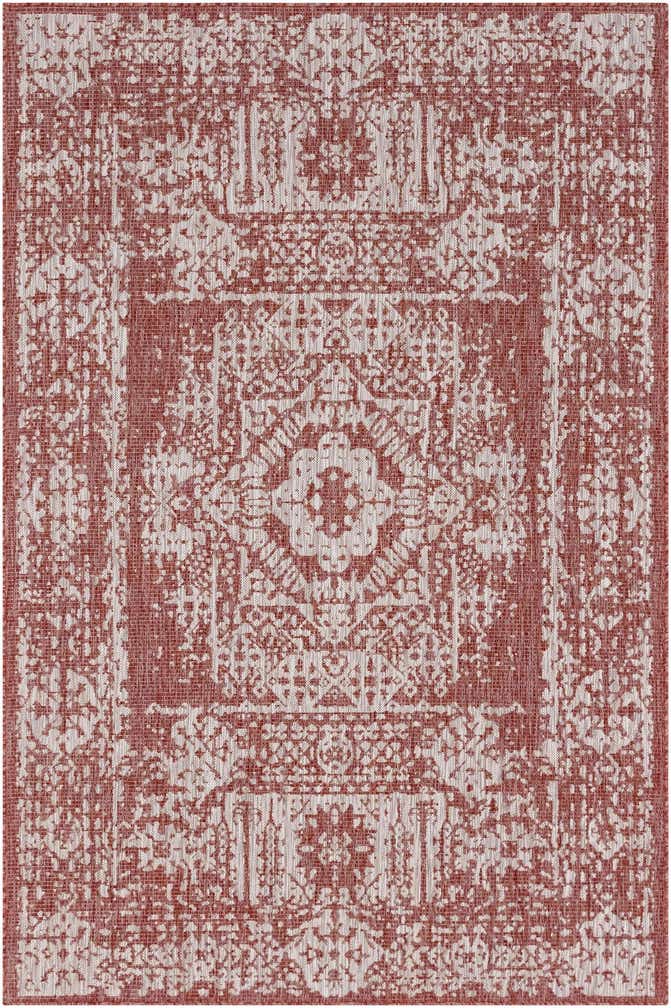 4' x 6' Hayden · Border Outdoor Rug, rustred