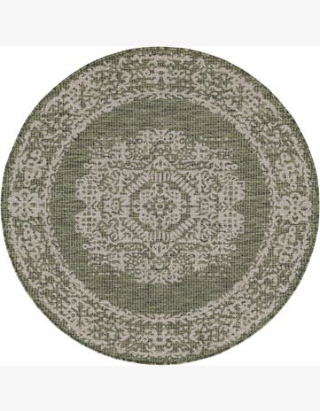 4' x 4' Hayden · Medallion Outdoor Rug, green and gray