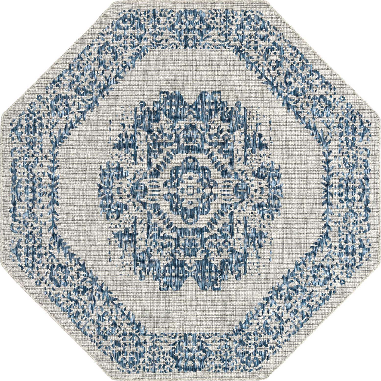 7' 10 x 7' 10 Hayden · Border Outdoor Rug, blue