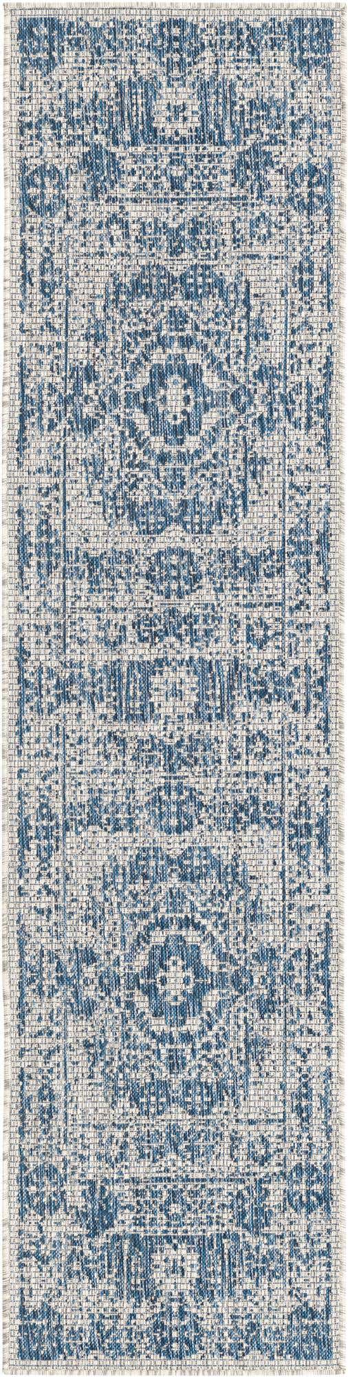 2' x 8' Hayden · Border Outdoor Rug, blue