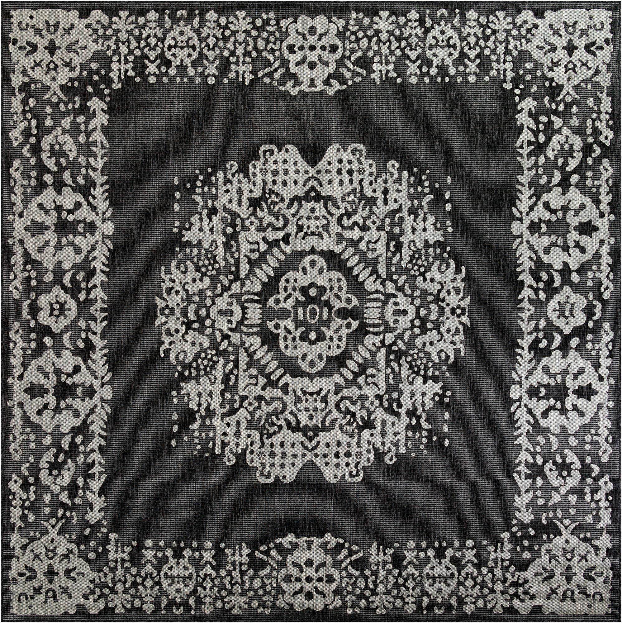 Hayden · Border Outdoor Rug, charcoal