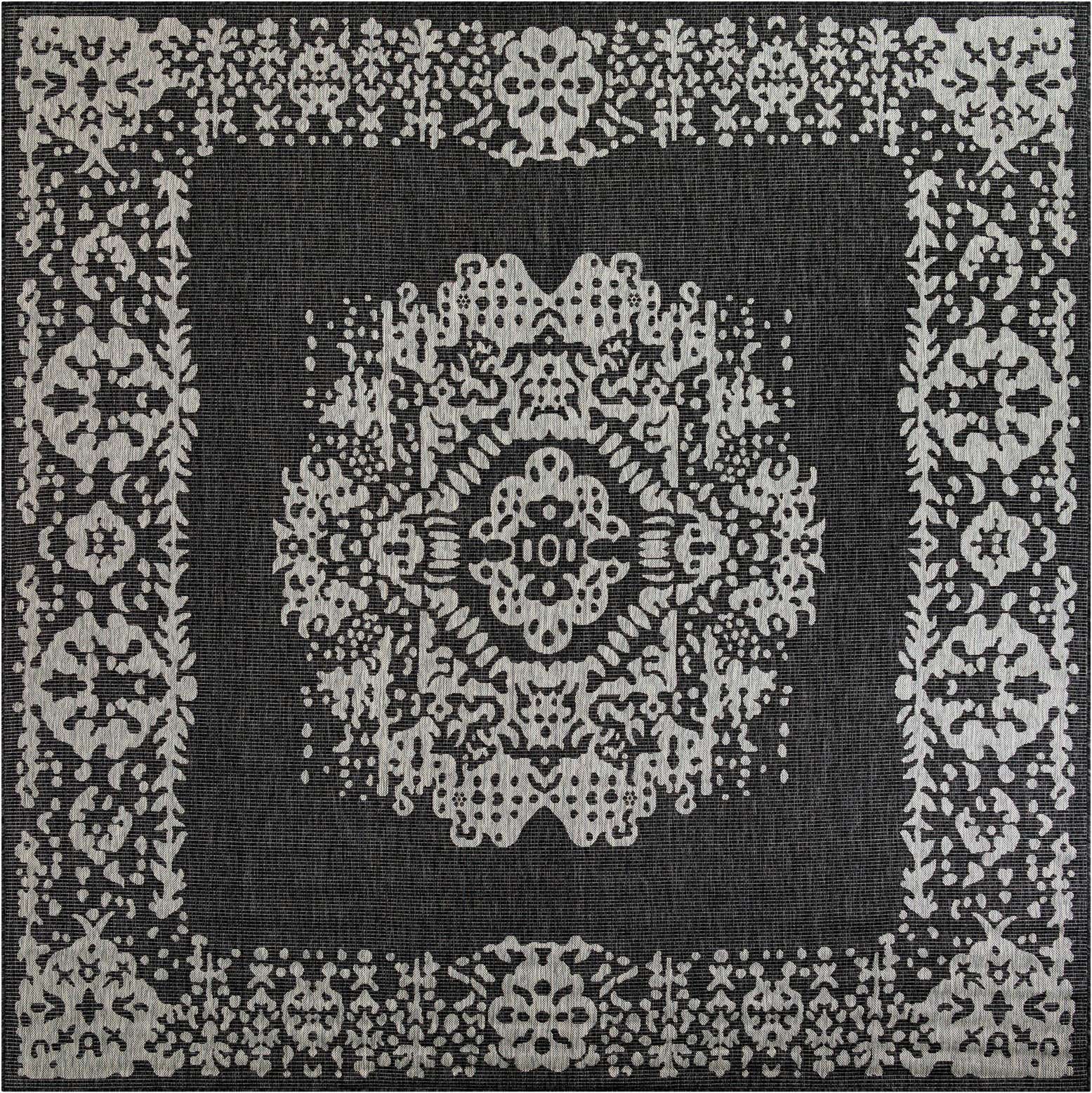 10' x 10' Hayden · Border Outdoor Rug, charcoal