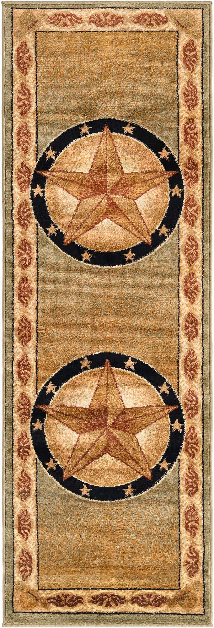 2' x 6' Heather · Border rug, green