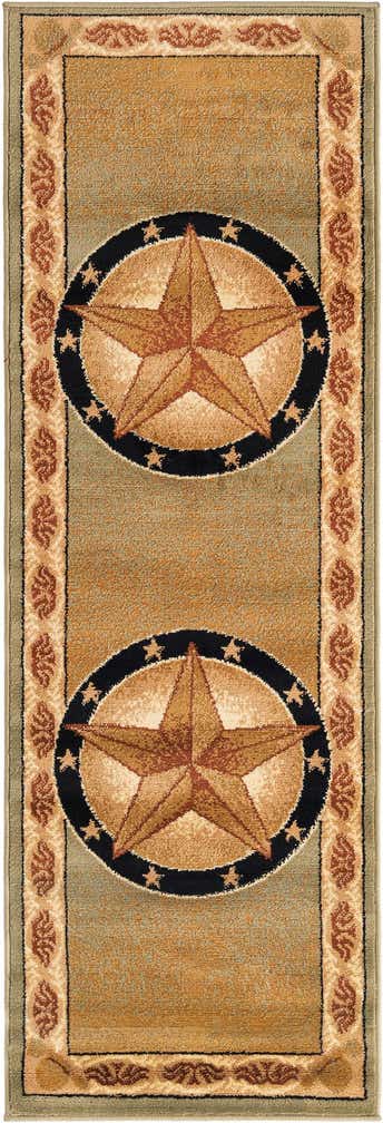 2' x 6' Heather · Border rug, green