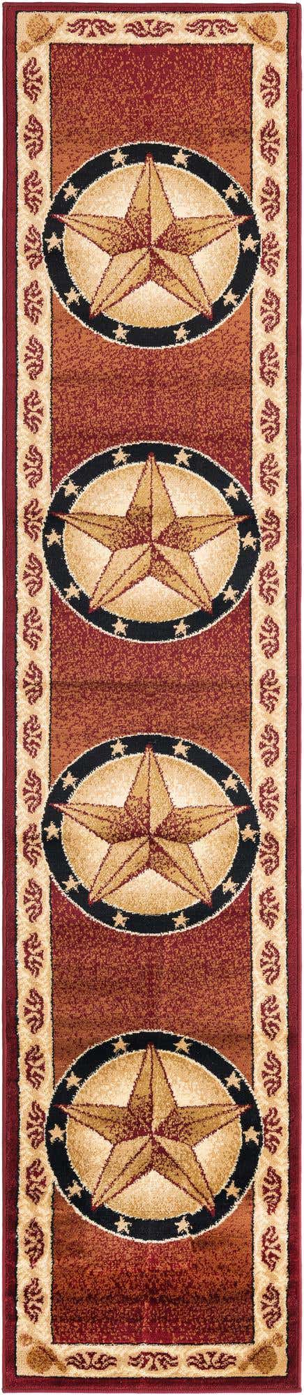 2' x 10' Heather · Border rug, red