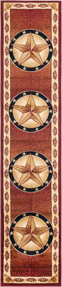 2' x 10' Heather · Border rug, red