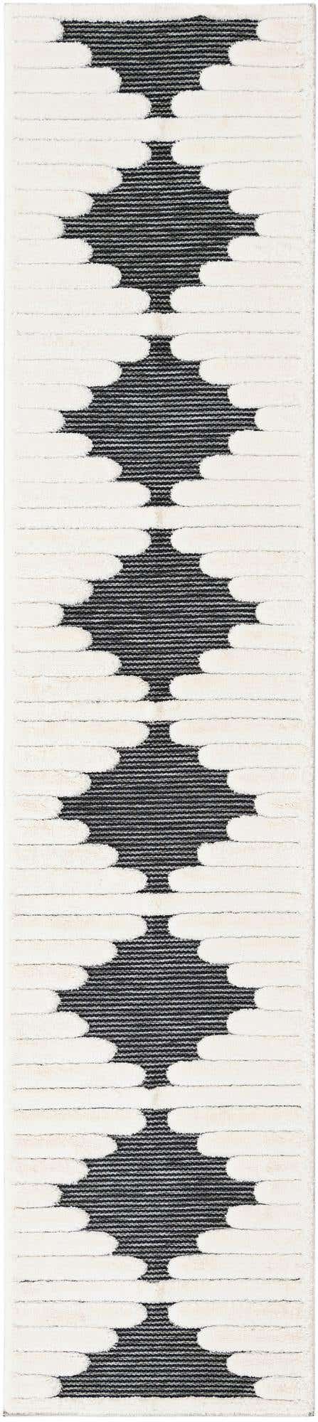 2' 7 x 12' Hibbert · Geometric lines rug, gray and ivory
