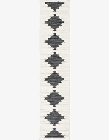 2' 7 x 12' Hibbert · Geometric lines rug, gray and ivory
