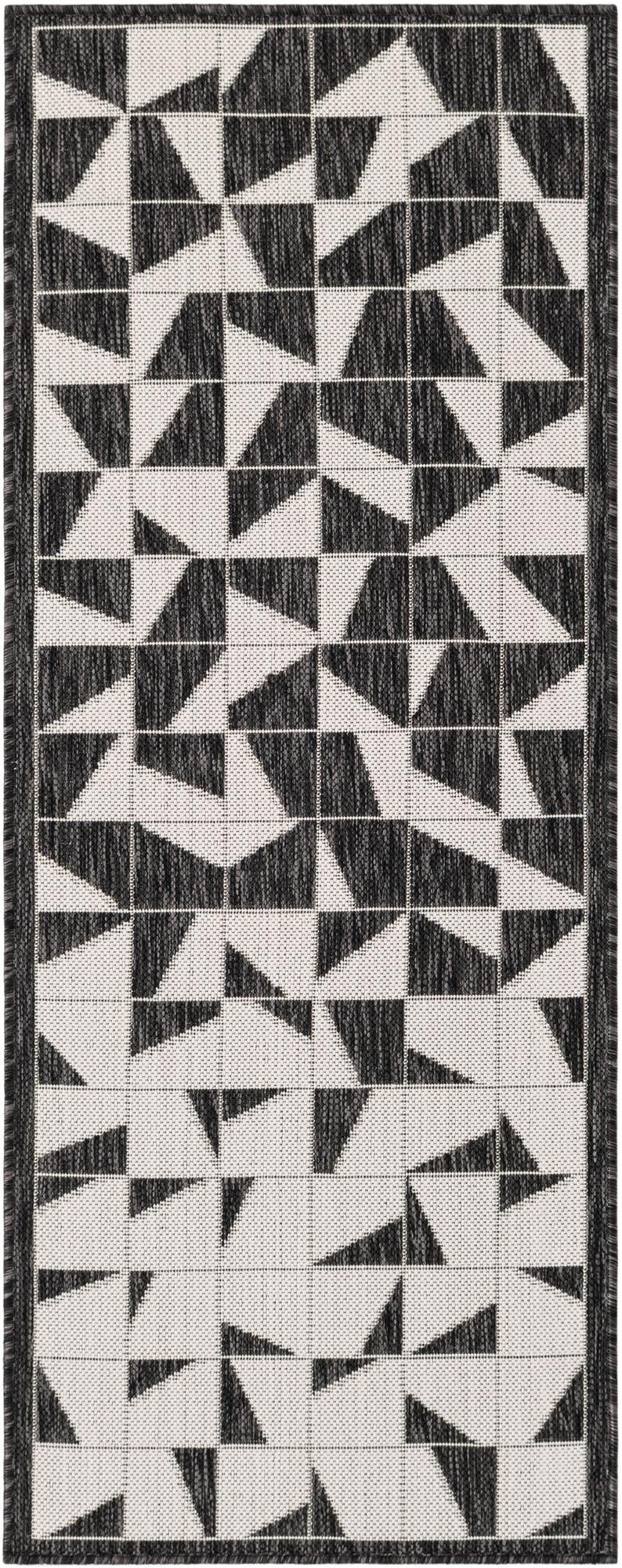 2' x 5' 3 Hildreth · Geometric Outdoor Rug, black and white