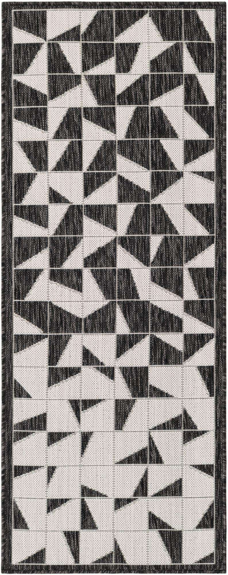2' x 5' 3 Hildreth · Geometric Outdoor Rug, black and white