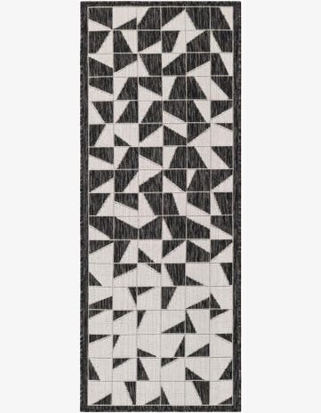 2' x 5' 3 Hildreth · Geometric Outdoor Rug, black and white