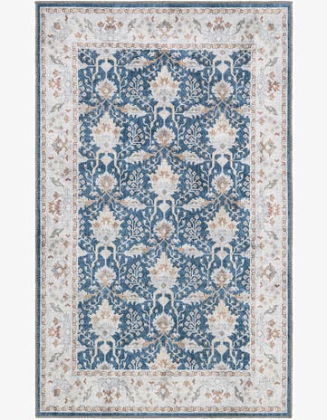 Hobson · Border Washable Rug, navy blue