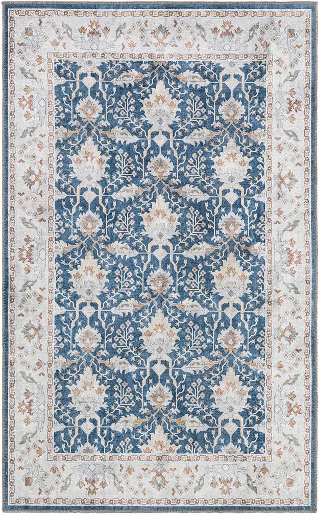 3' 6 x 5' 6 Hobson · Border Washable Rug, navy blue