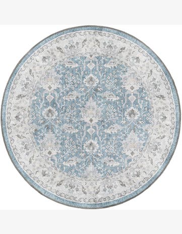 Hobson · Border Washable Rug, teal blue