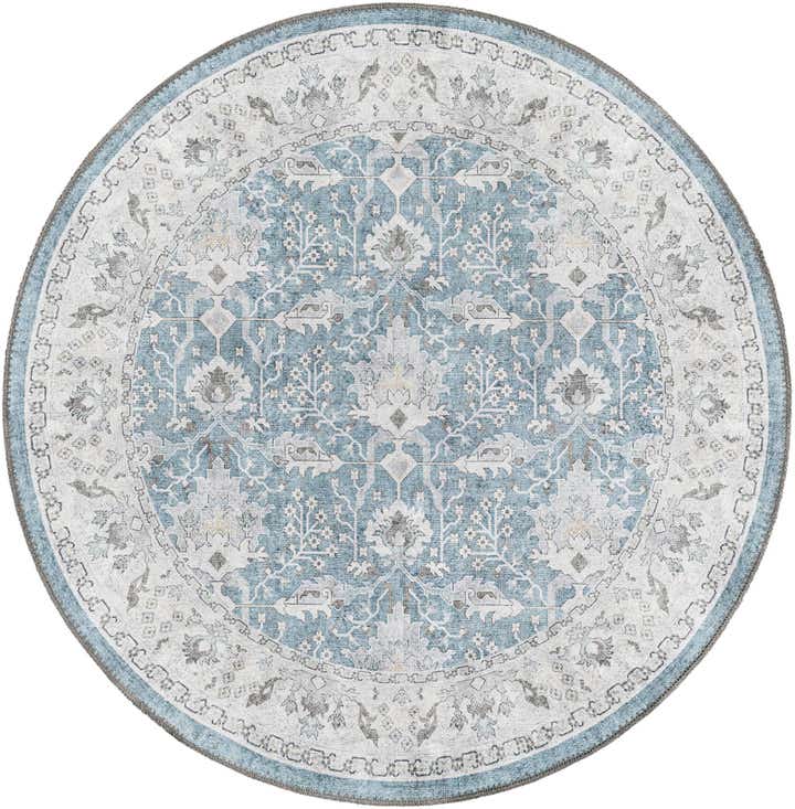 3' 6 x 3' 6 Hobson · Border Washable Rug, teal blue