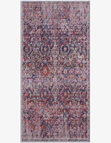 2' x 4' Hollow · Distressed medallion rug, pink and ivory