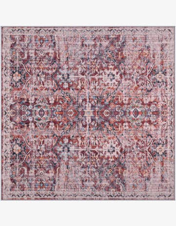 6' x 6' Hollow · Distressed medallion rug, pink and ivory