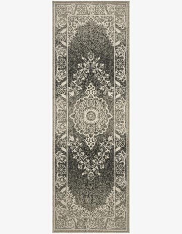 Honeysuckle · Border Outdoor Rug, black and white