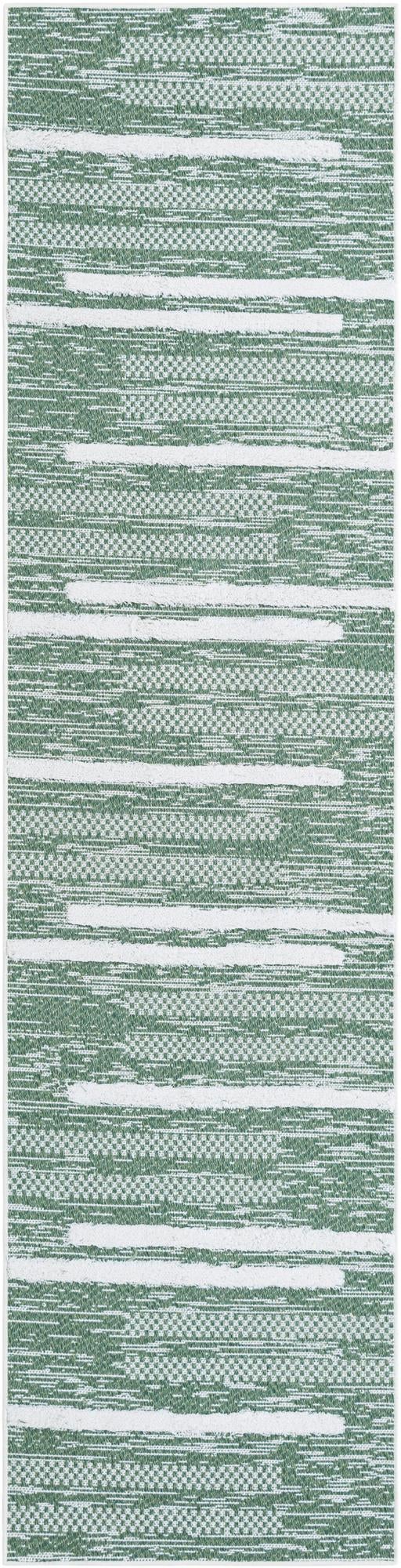 2' 7 x 10' Hornsby · Abstract striped rug, green and ivory