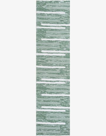 2' 7 x 10' Hornsby · Abstract striped rug, green and ivory