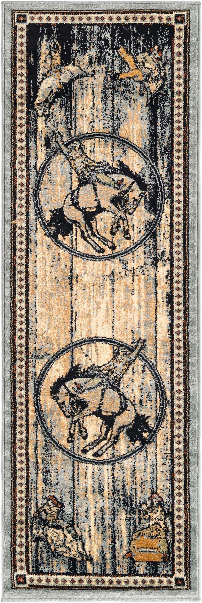 2' x 6' Howell · Border rug, blue