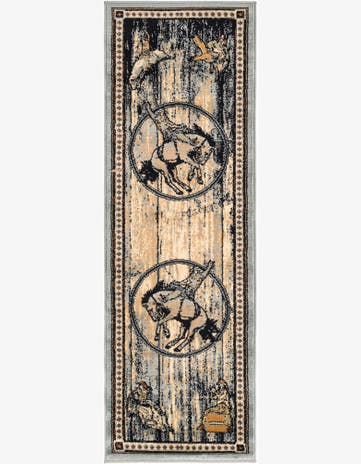 2' x 6' Howell · Border rug, blue