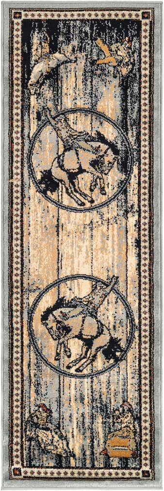 2' x 6' Howell · Border rug, blue
