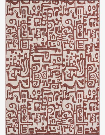 10' x 14' Hungerford · Abstract Outdoor Rug, rust red