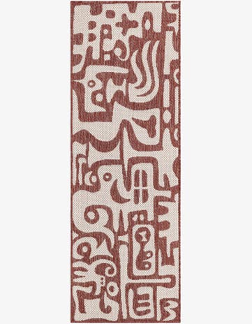 2' x 6' Hungerford · Abstract Outdoor Rug, rust and ivory