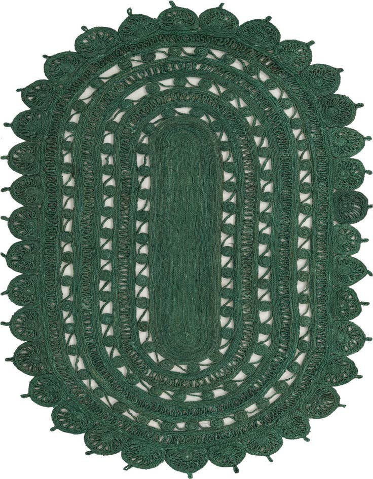 Detail image of 5' 1 x 8'  Hand Braided Jute Oval Rug
