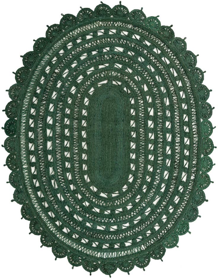 Detail image of 7' 10 x 10'  Hand Braided Jute Oval Rug