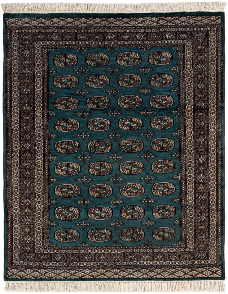 Detail image of 4' 2 x 6' 1 Hand Knotted Bokhara Oriental Wool Rug